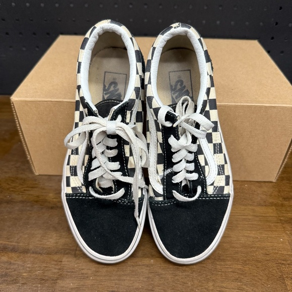 Used W/O Box! Women's Vans Old Skool Classic Black & White Checkered Size 6 - Picture 3 of 6